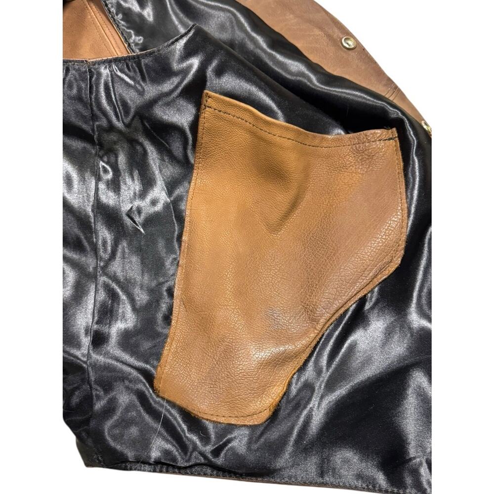 Tribe America Leather Vest Mens Size 46 Brown Buffalo Nickel Snaps Lined USA - Picture 4 of 14